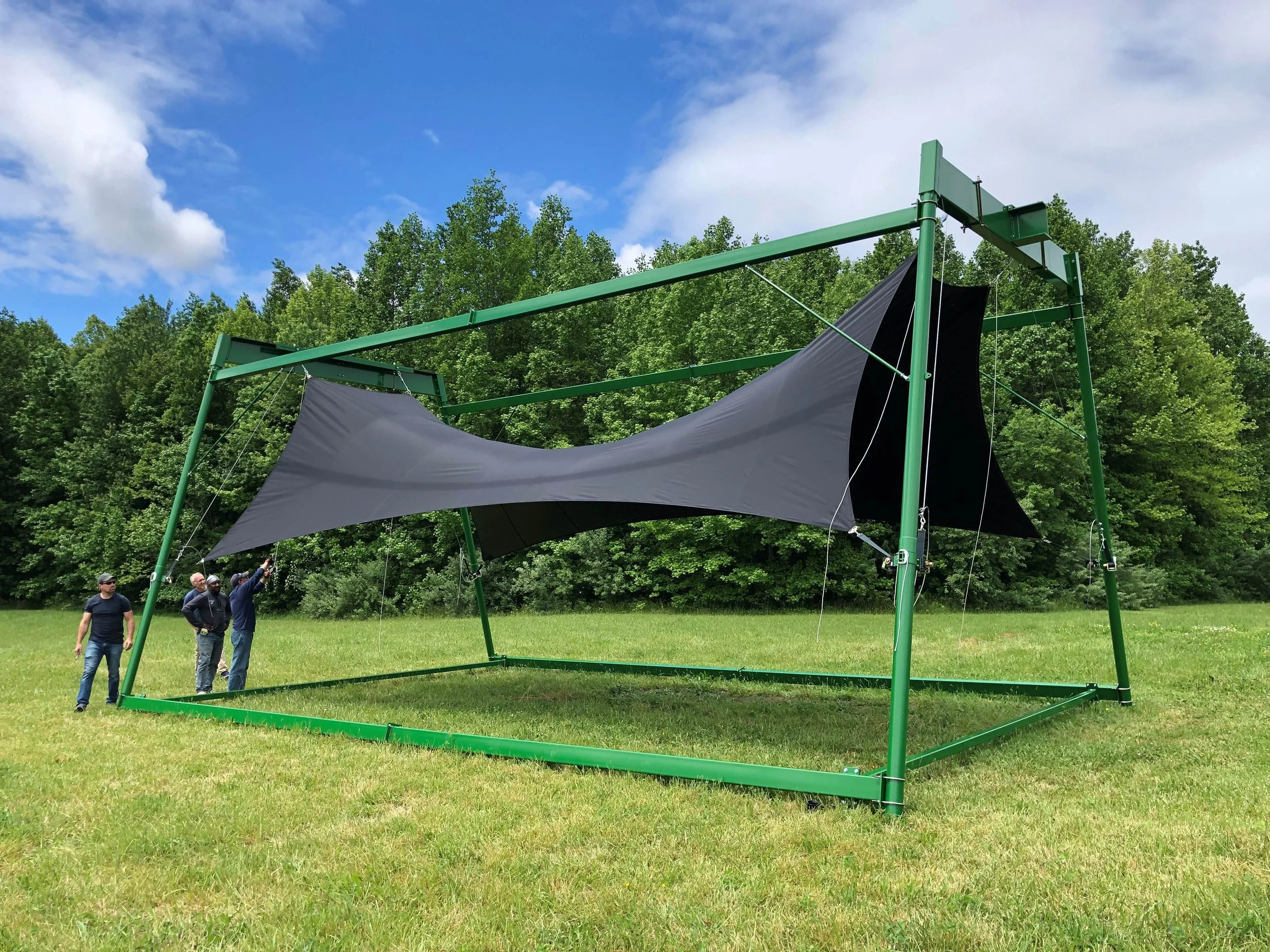 A tension shade structure for forward deployed operating bases