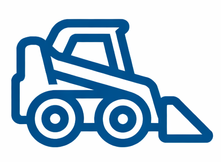 Icon of a front loader skid steer with a bucket attached.