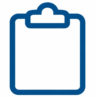 Icon of a blank clipboard with a clip at the top.
