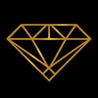 Gold diamond outline on a black background.
