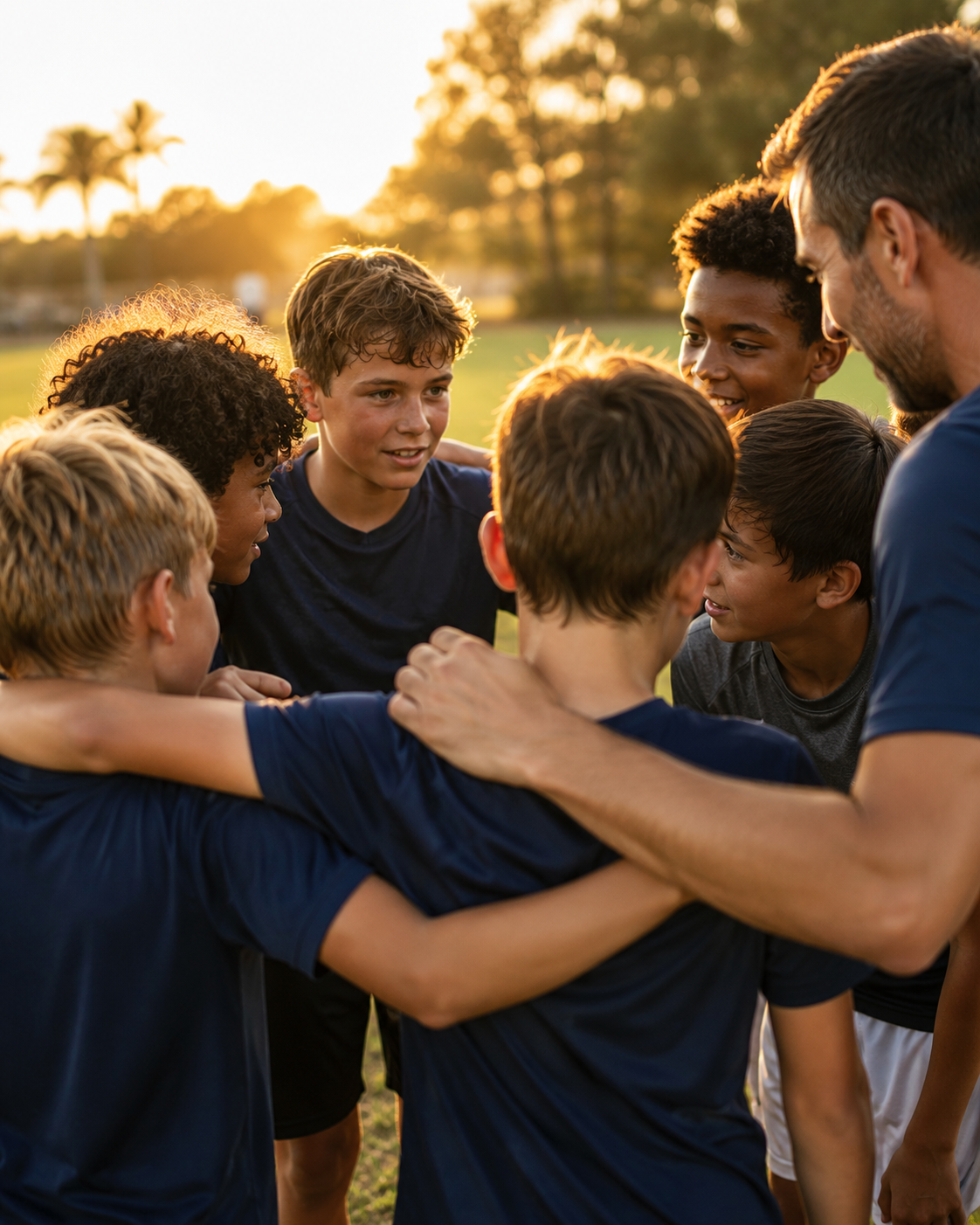 Coach and soccer players