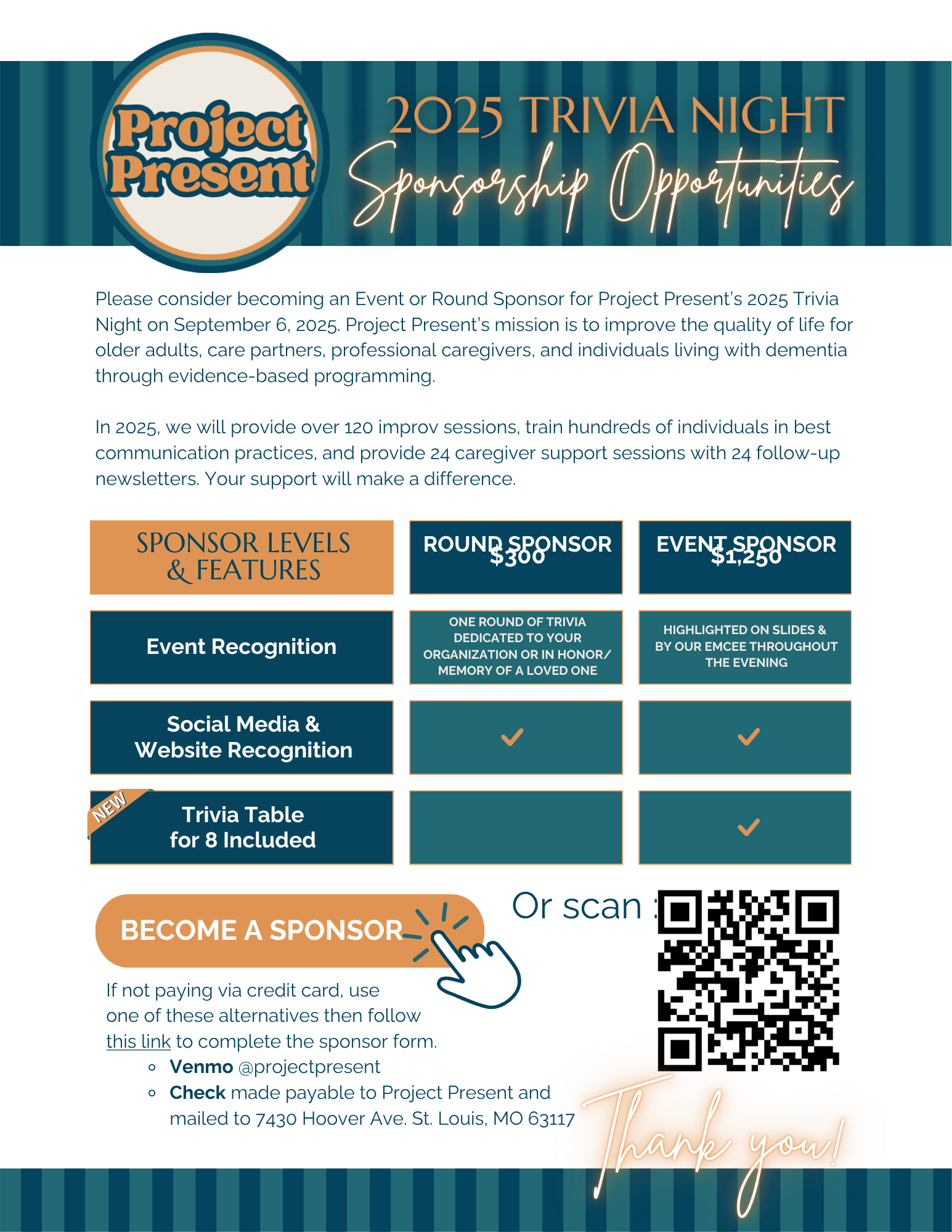 Project Present fundraiser: Trivia Night sponsor