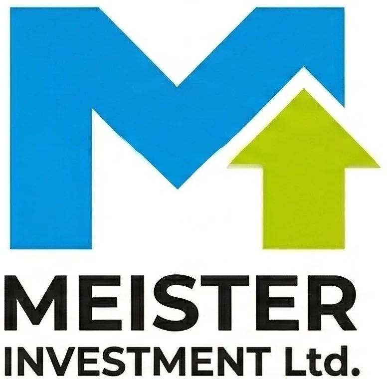 青と緑の矢印が交差し、下に"MEISTER INVESTMENT Ltd."と書かれているロゴ