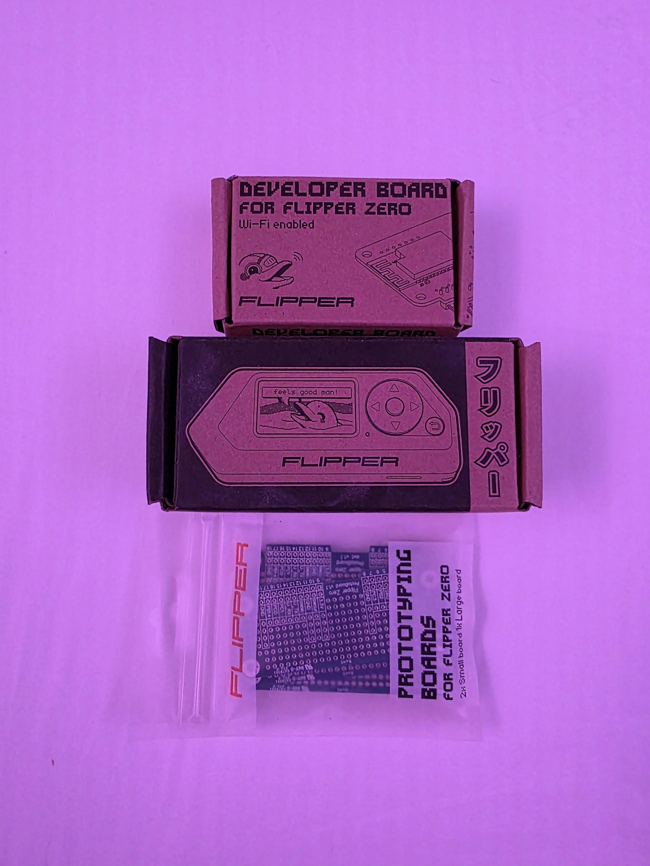 Flipper Zero with accessories (WiFi Devboard and the prototyping boards)