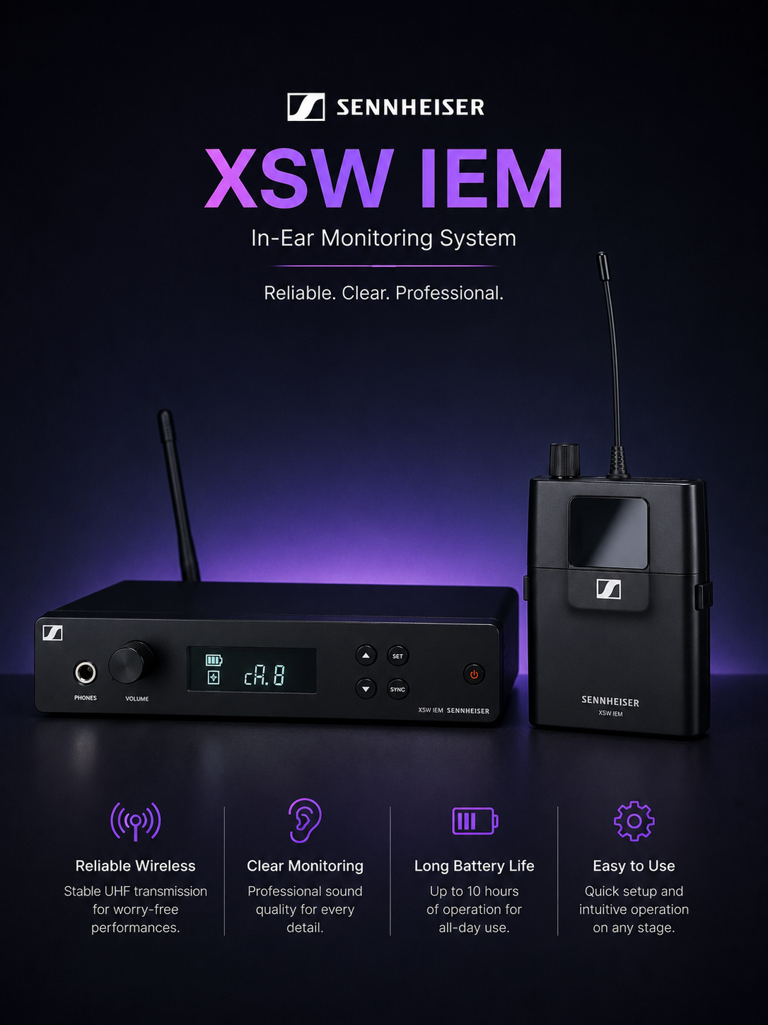 Sennheiser XSW IEM Wireless In-ear Monitoring System One Day Rental