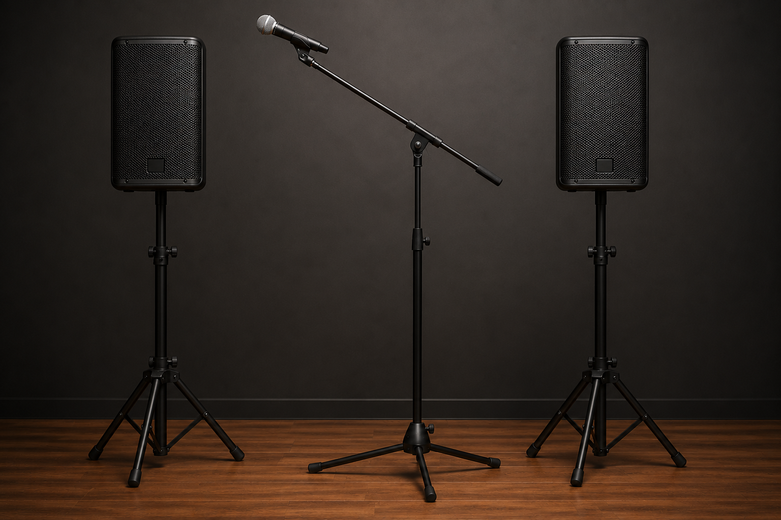 Microphone, Speaker, and Lighting Stands Package (One Full Setup) One Day Rental