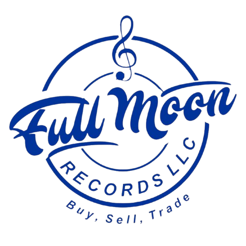 Full Moon Records LLC logo featuring a treble clef above the stylized text 'Full Moon' with 'RECORDS LLC' beneath, and the tagline 'Buy. Sell. Trade.'