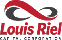 Louis Riel Capital Corporation logo with red infinity symbol and red text.