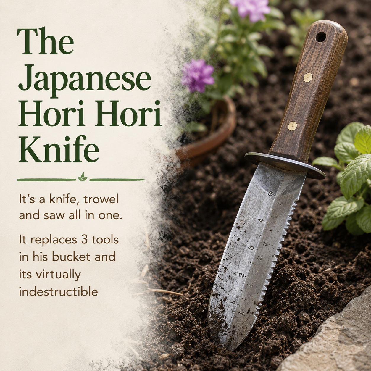Find it now:

Hori Hori Knife with Leather Sheath and Sharpening Stone: https://amzn.to/42T0PRb