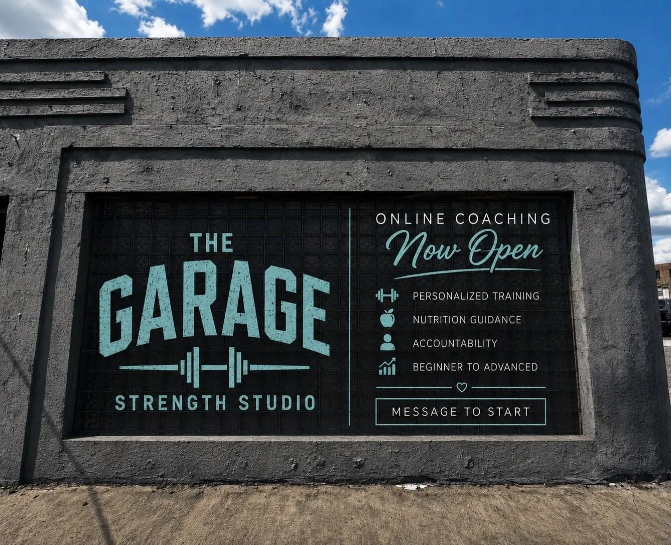 While we build the future home of The Garage, we are officially opening online coaching, I am here for any of your needs, whether you&rsquo;re:
&bull; rebuilding confidence
&bull; learning basic movement
&bull; wanting accountability
&bull; getting s