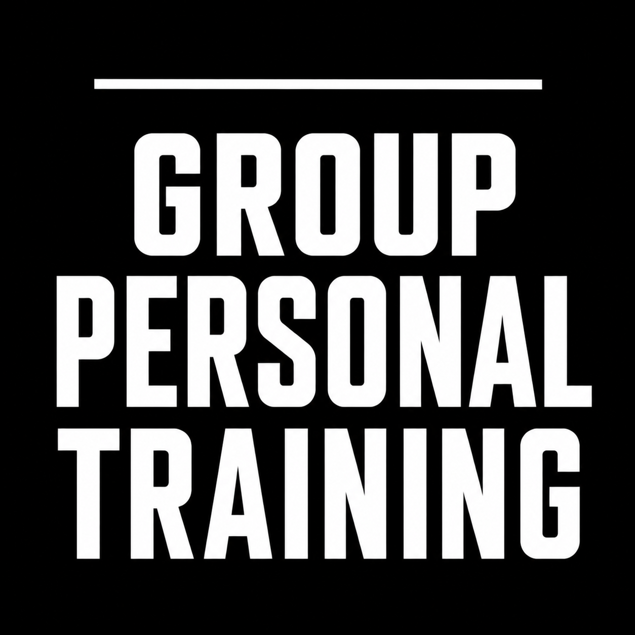 Text on a black background that reads 'Group Personal Training' in large white letters.
