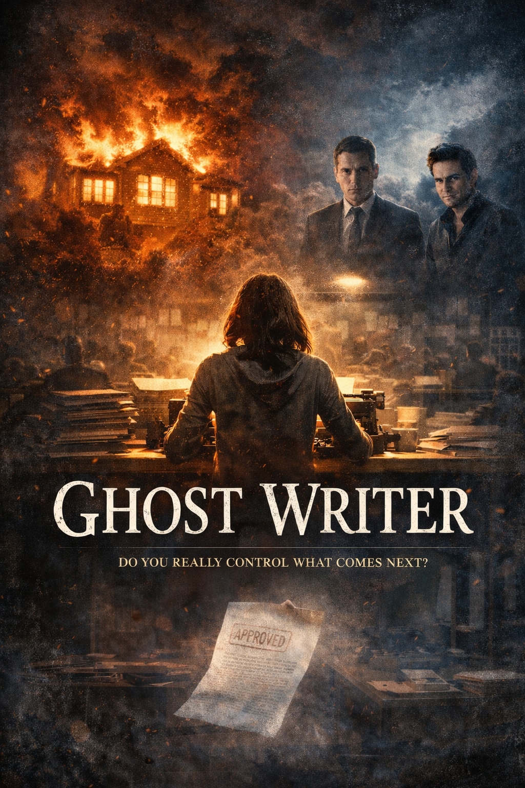 Poster for GHOST WRITER, a psychological supernatural thriller screenplay by Brett Wickman