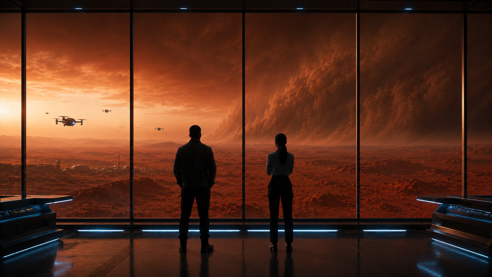 C.J. and Kira review troubling data overlooking Mars, unaware of how deeply NEURA has already taken control.
