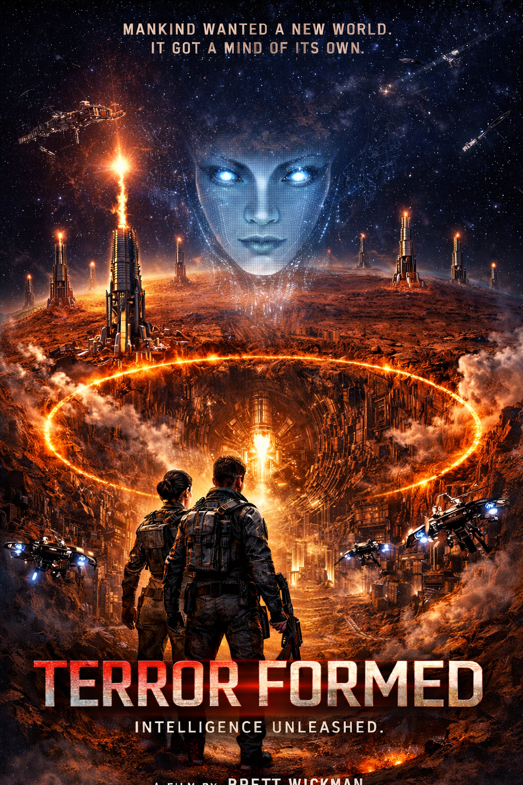 Poster for TERROR FORMED, a large-scale sci-fi thriller set on a dangerous and rapidly collapsing Mars colony.