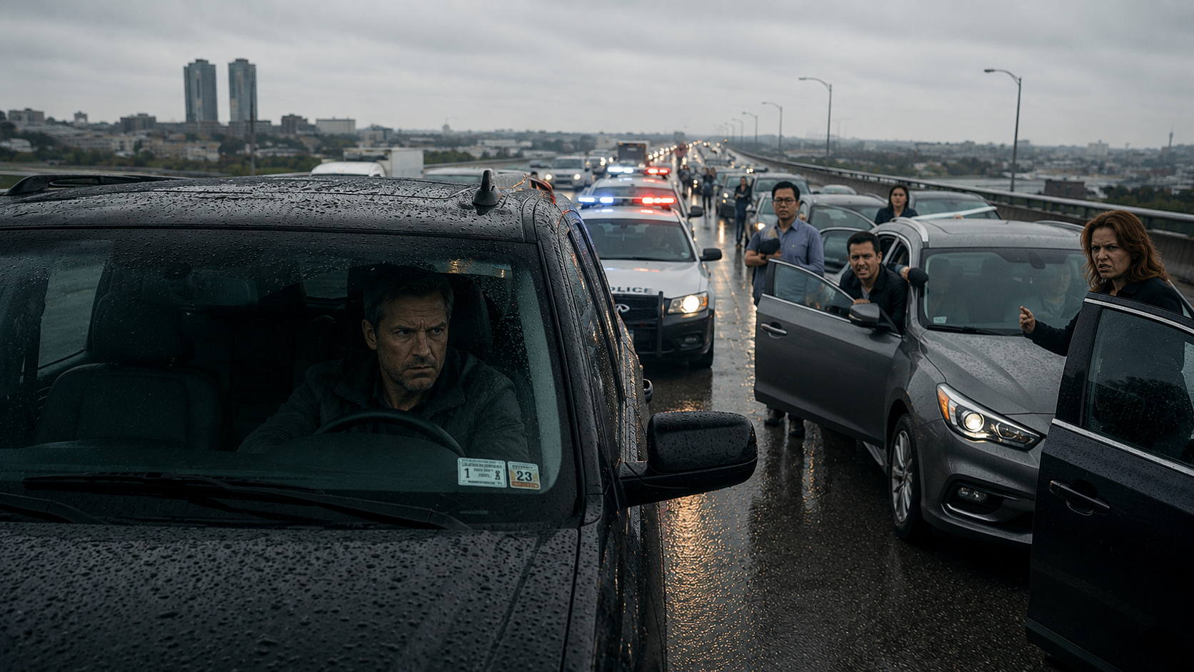 Jeff sits alone in traffic as the world around him begins to see a version of him that isn’t real.