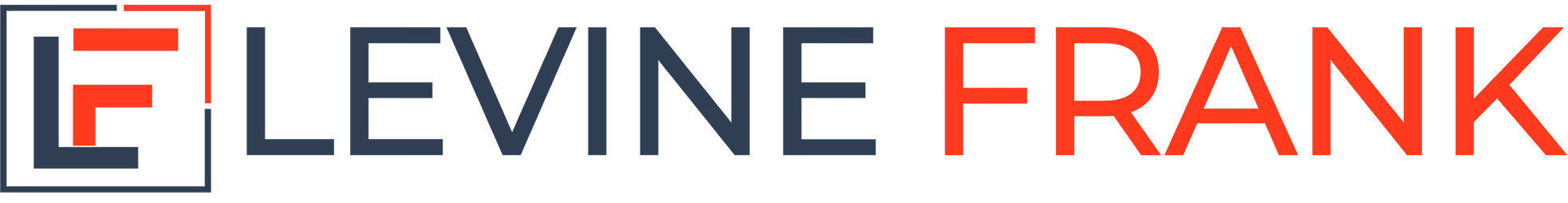 Logo of E. Levine Frank with a stylized E and F in red and navy blue.