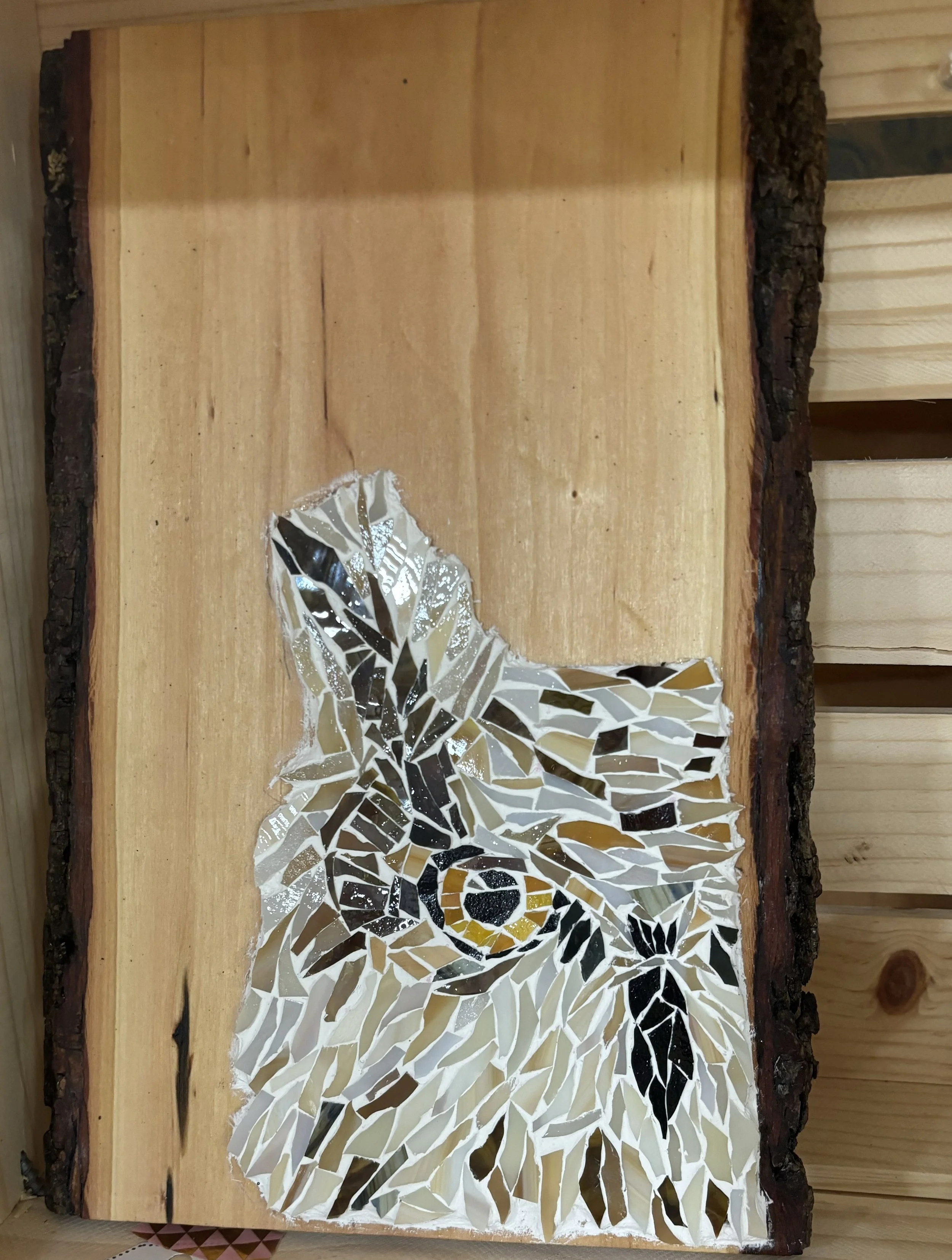 Great Horned Owl Mosaic in Stained Glass