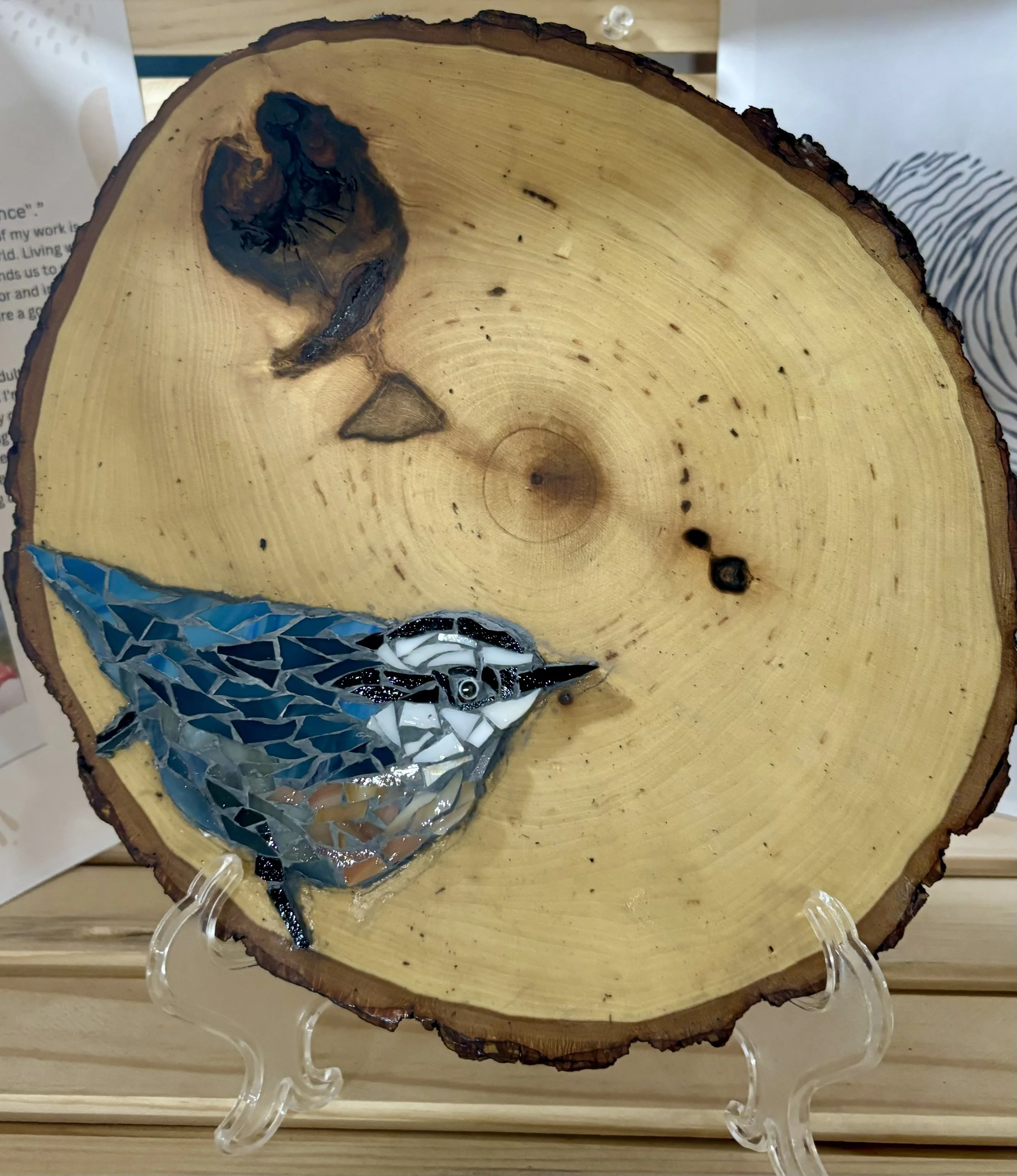 Nuthatch Stained Glass Mosaic
