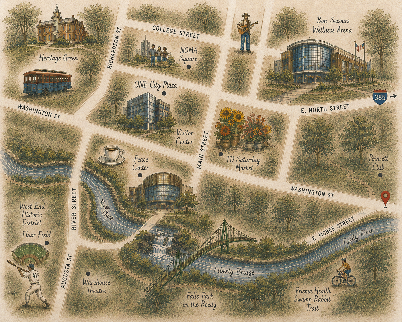 Downtown Greenville, SC Map