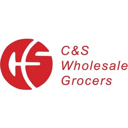 Logo of C&S Wholesale Grocers with red text and a circular emblem.
