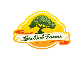 Live Oak Farms logo featuring a tree and a ribbon with text "Since 1929."