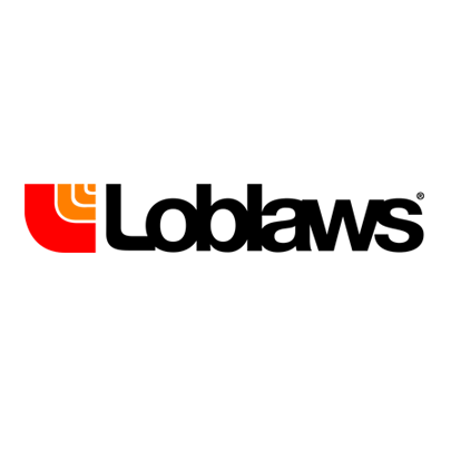 Loblaws logo with stylized "L" and red, orange design