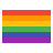 A rainbow flag with six horizontal stripes in the colors red, orange, yellow, green, blue, and purple.