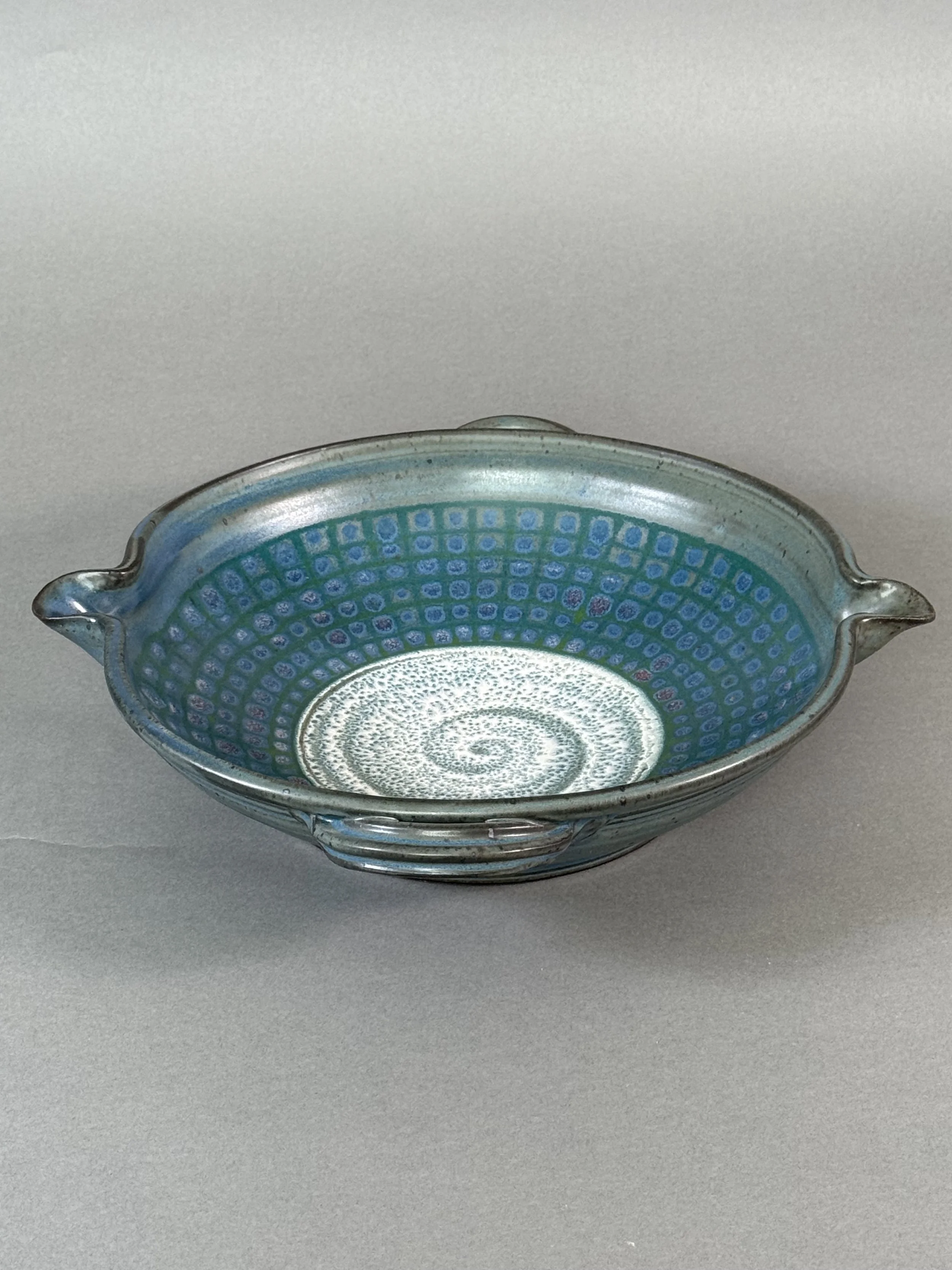 Artisan Blue Geometric Spouted Bowl