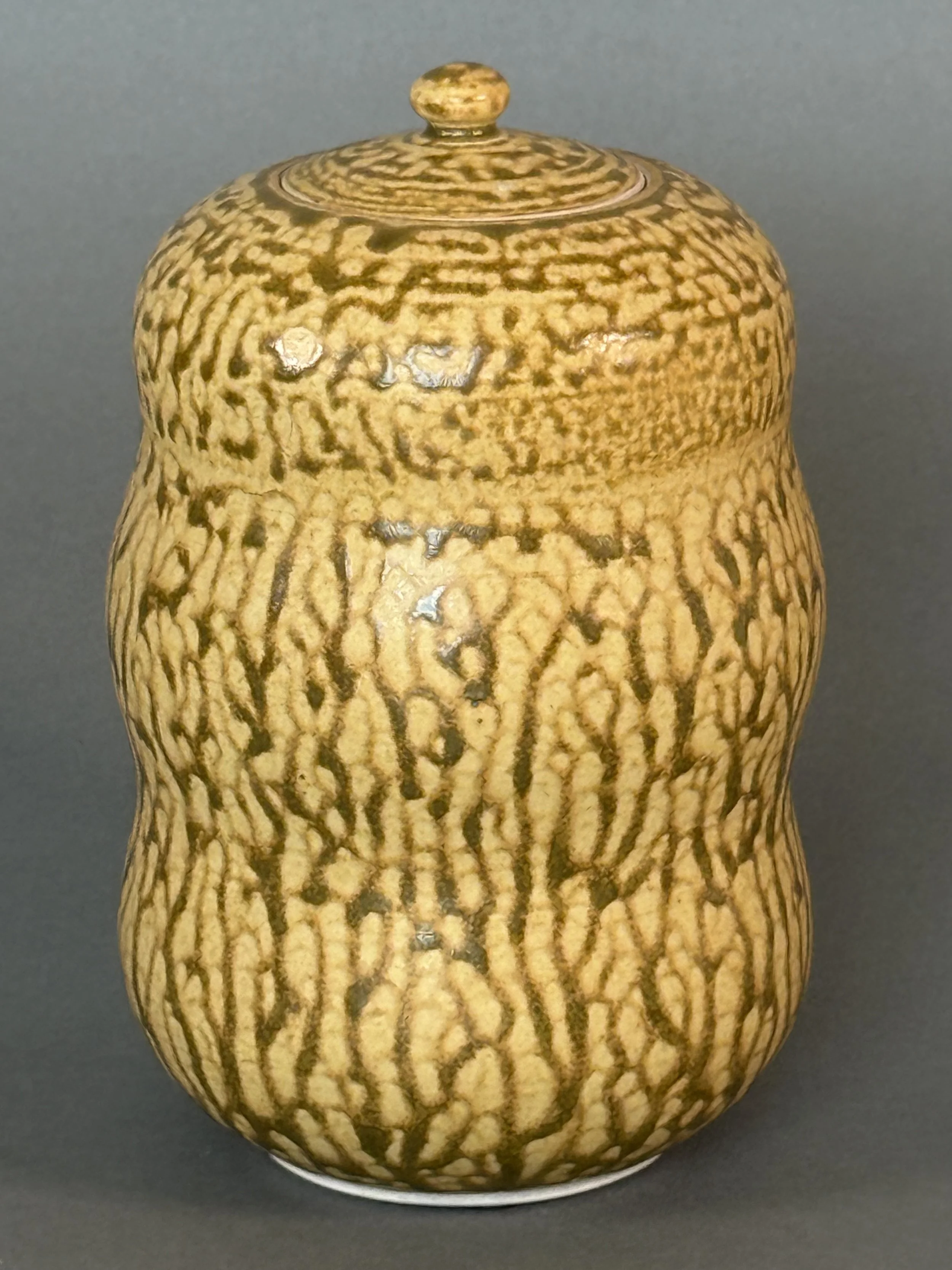 Yellow Ash Waterfall Glaze Porcelain Jar