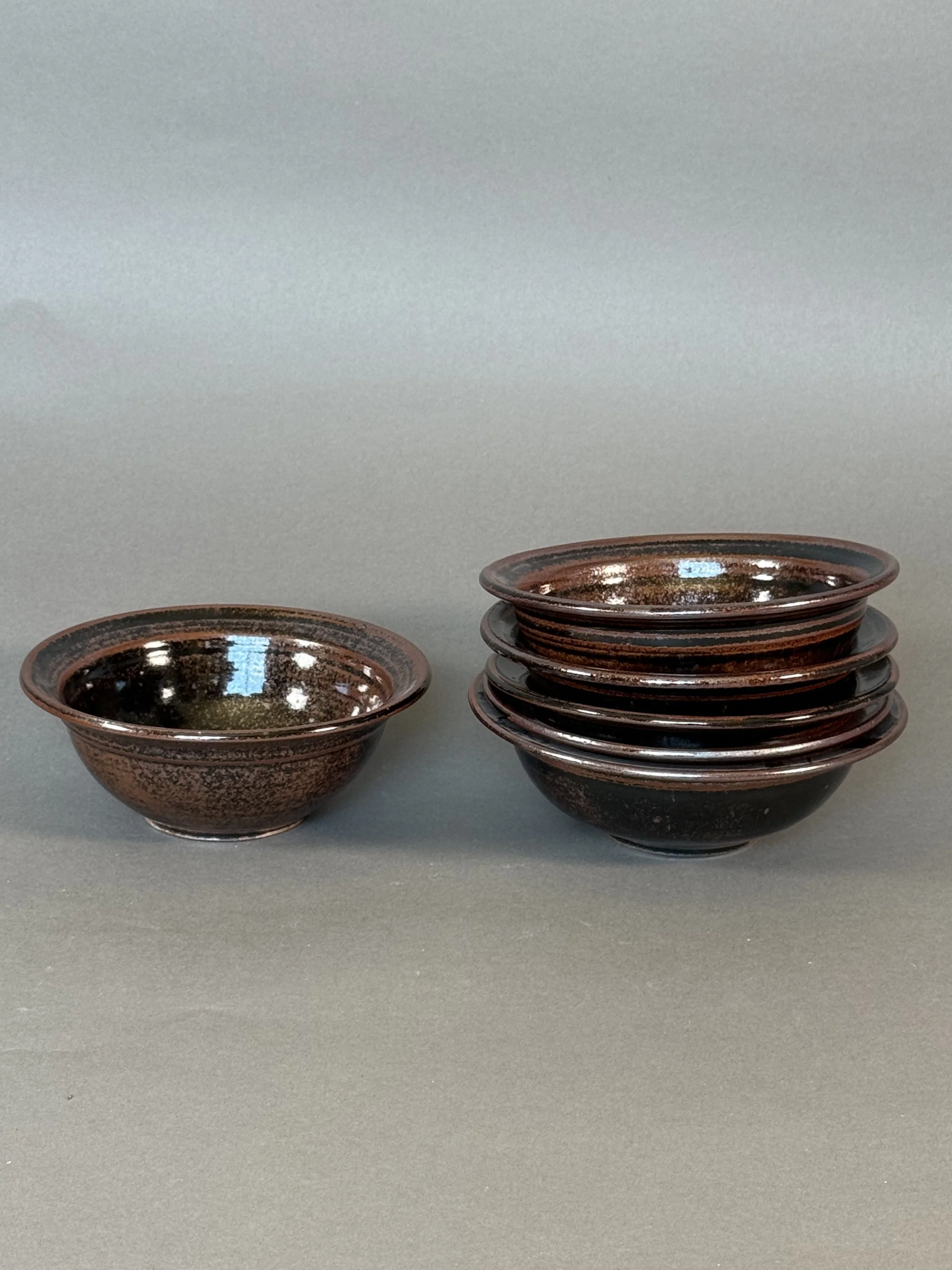 Rustic Stoneware Bowl Set - Dark Speckled Glaze