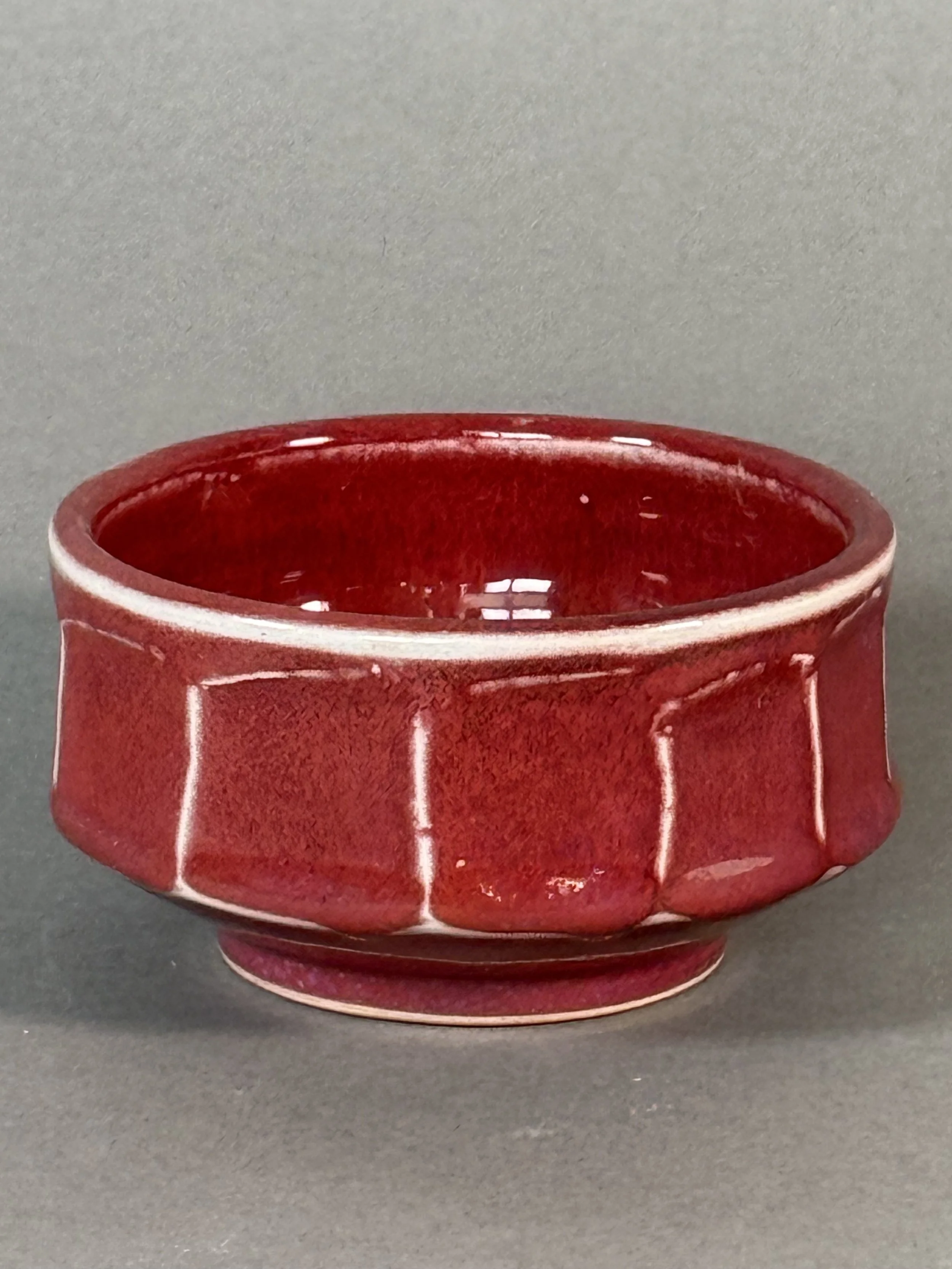 Artisan Copper Red Fluted Tea Bowl