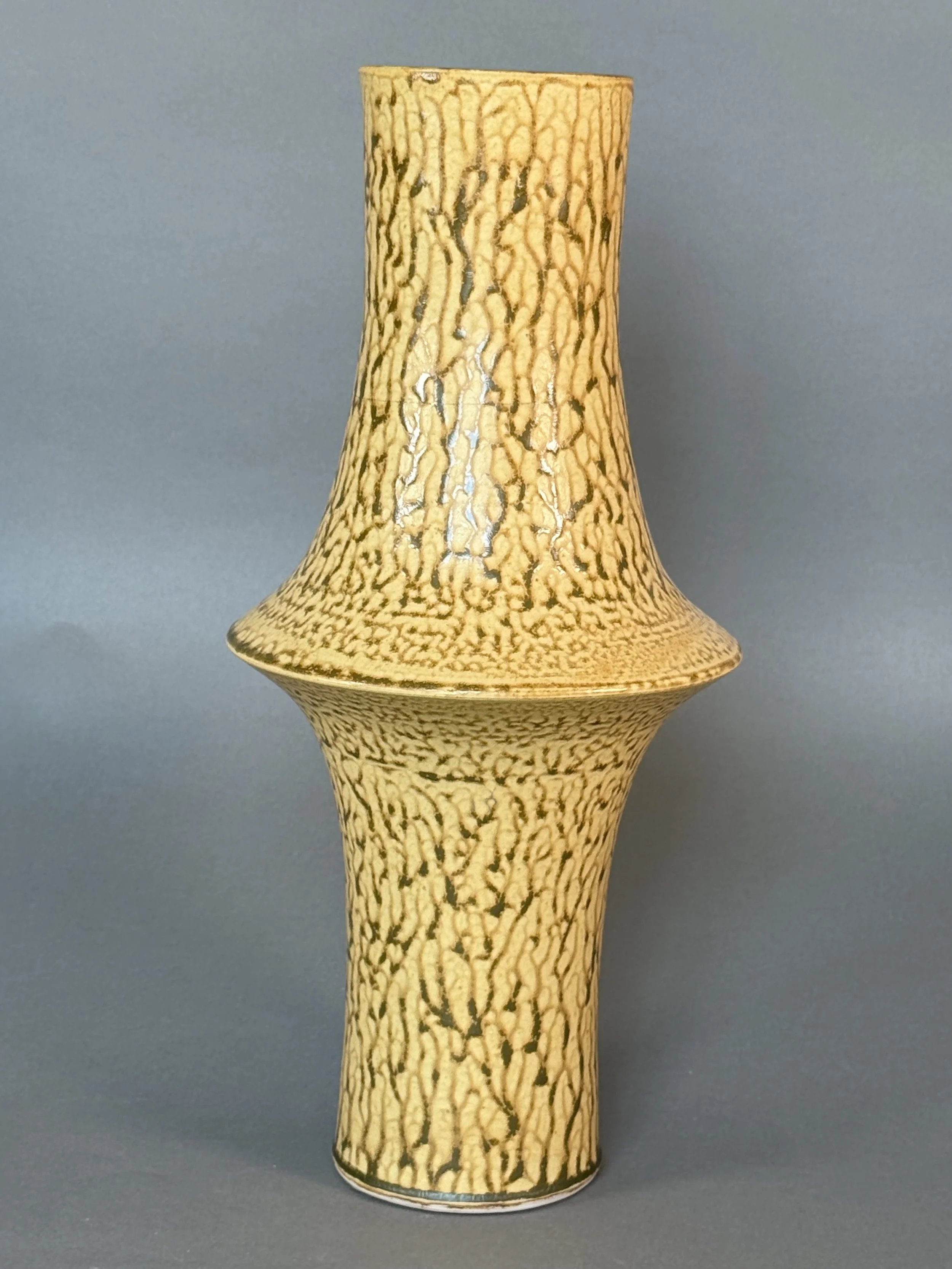 Hourglass Elegance Vase with Yellow Ash Glaze
