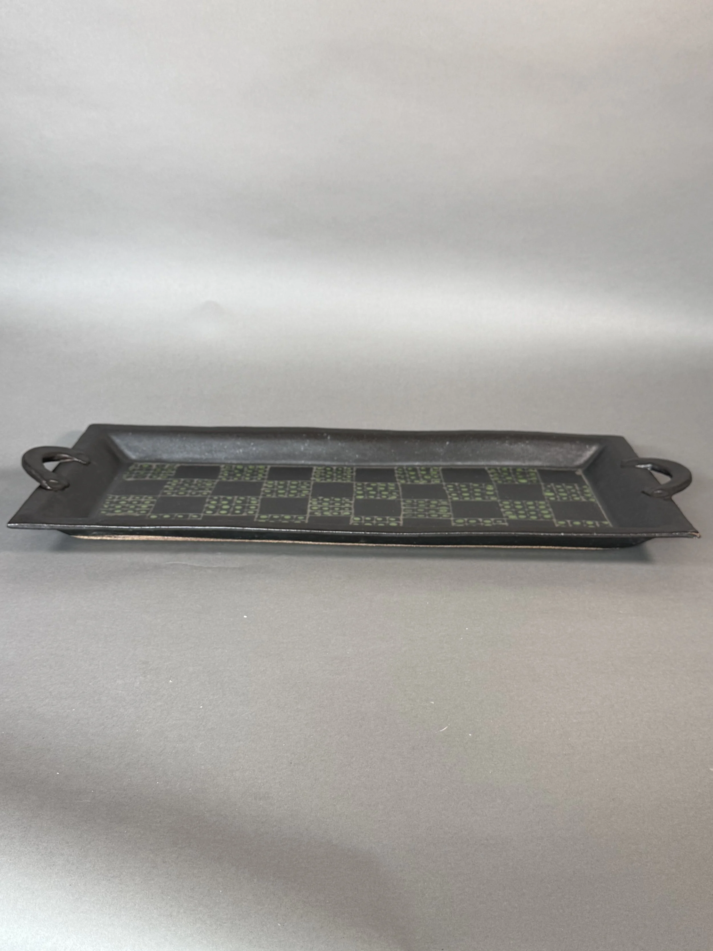 Artisan Charcoal Glazed Ceramic Serving Tray