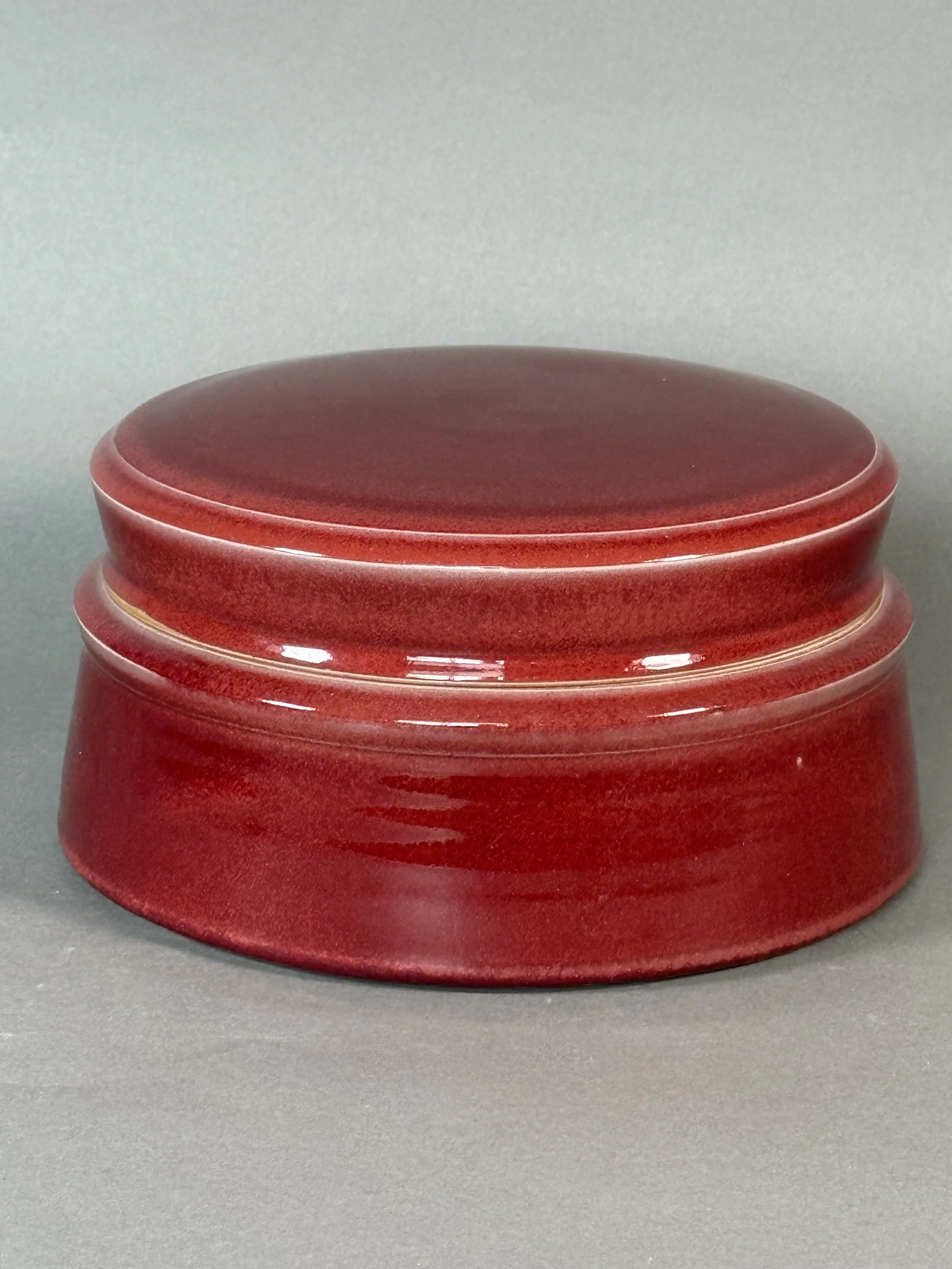 Crimson Elegance Porcelain Storage Jar