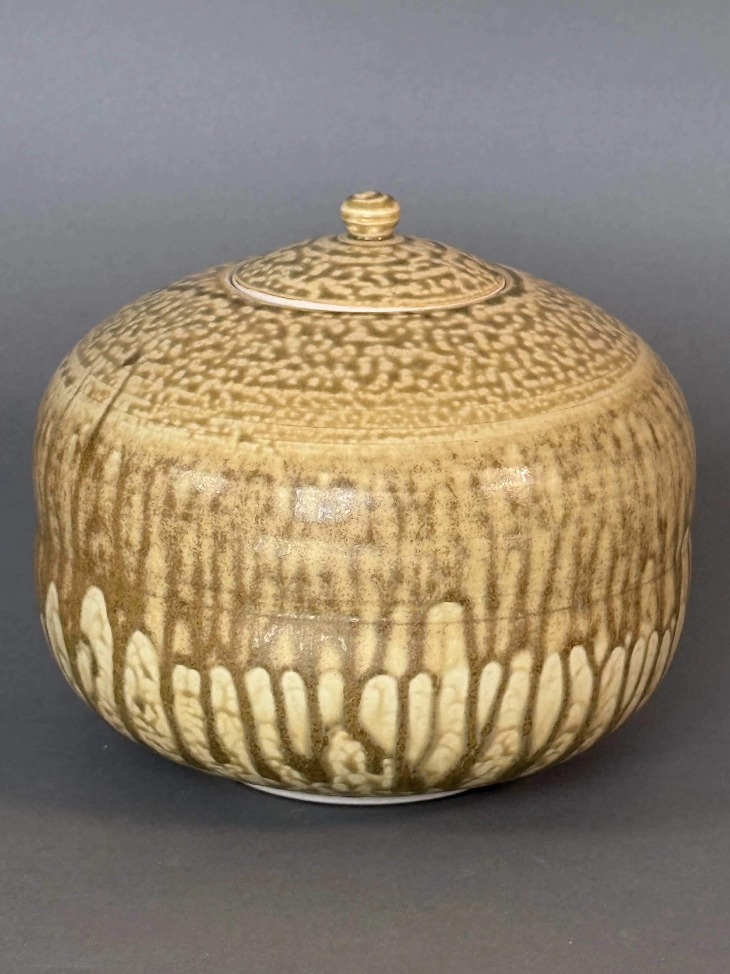 Artisanal Yellow Ash Glaze Porcelain Jar