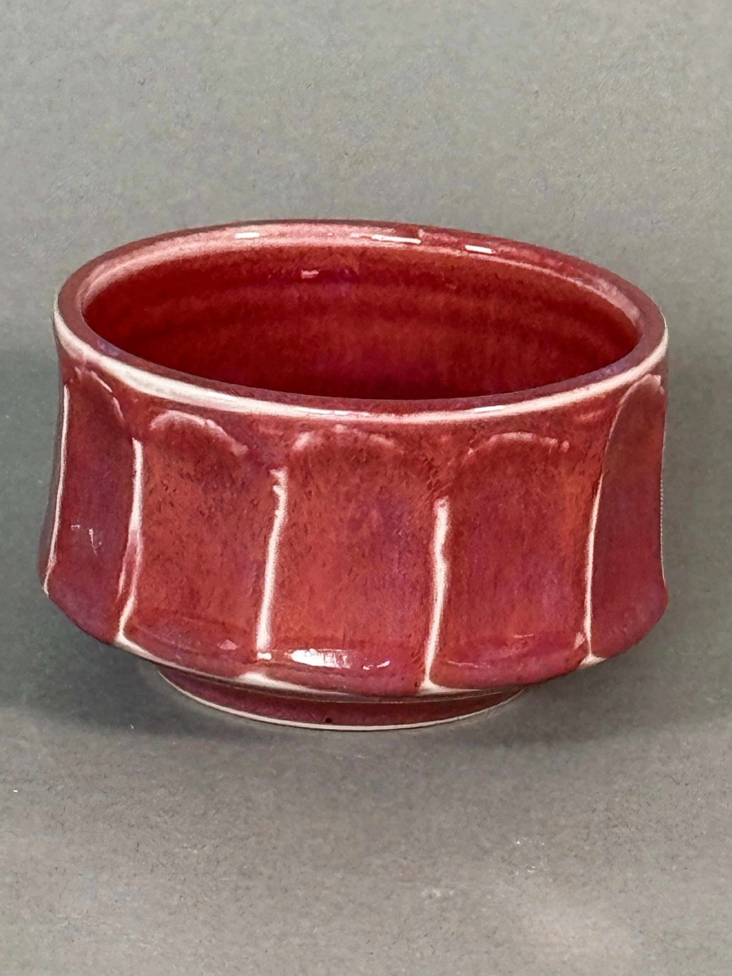 Artisan Copper Red Faceted Tea Bowl