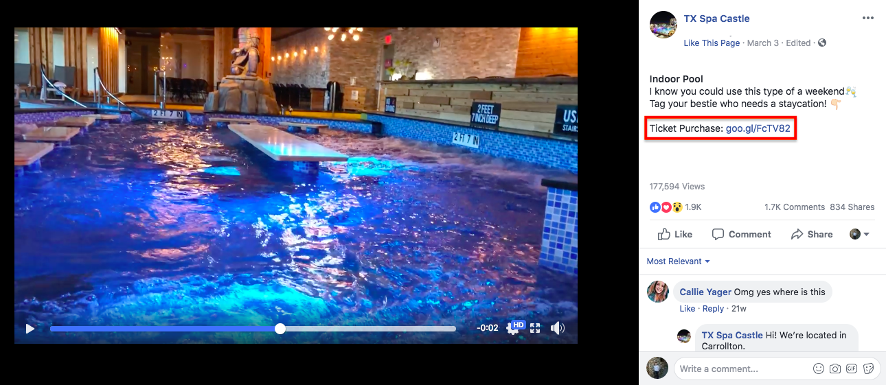 TX Spa Castle indoor pool campaign