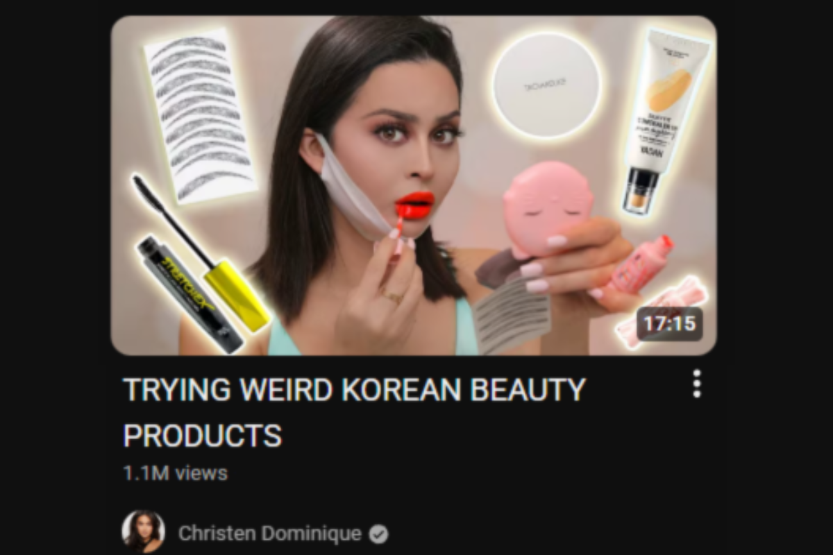 Korean beauty product YouTube placement