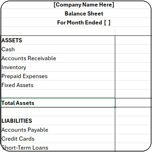 Balance Sheet Template for e-commerce businesses to organize assets, liabilities, and equity and assess the company’s financial position at a specific point in time.