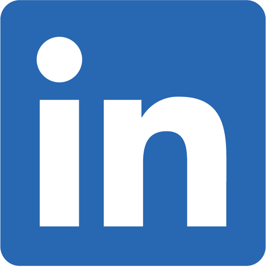 LinkedIn logo with blue background and white lowercase 'in'