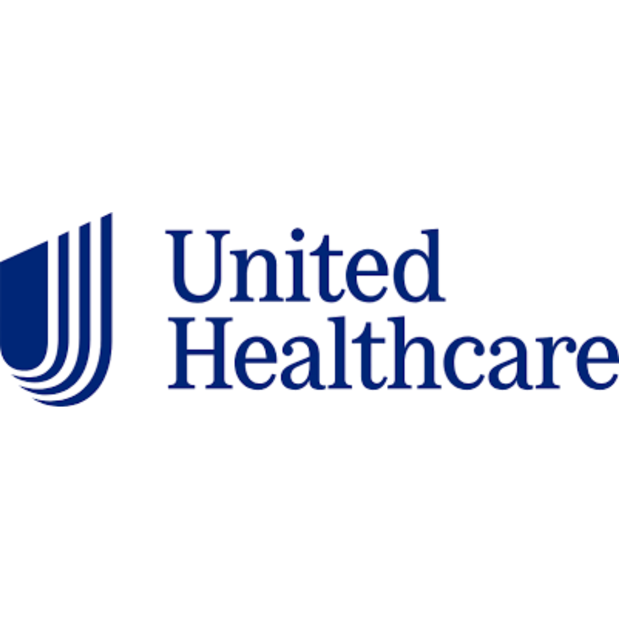 Close-up of a blue neon sign that reads 'United' with part of the word 'Health' visible below.