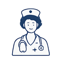 Cartoon illustration of a female nurse with a stethoscope around her neck