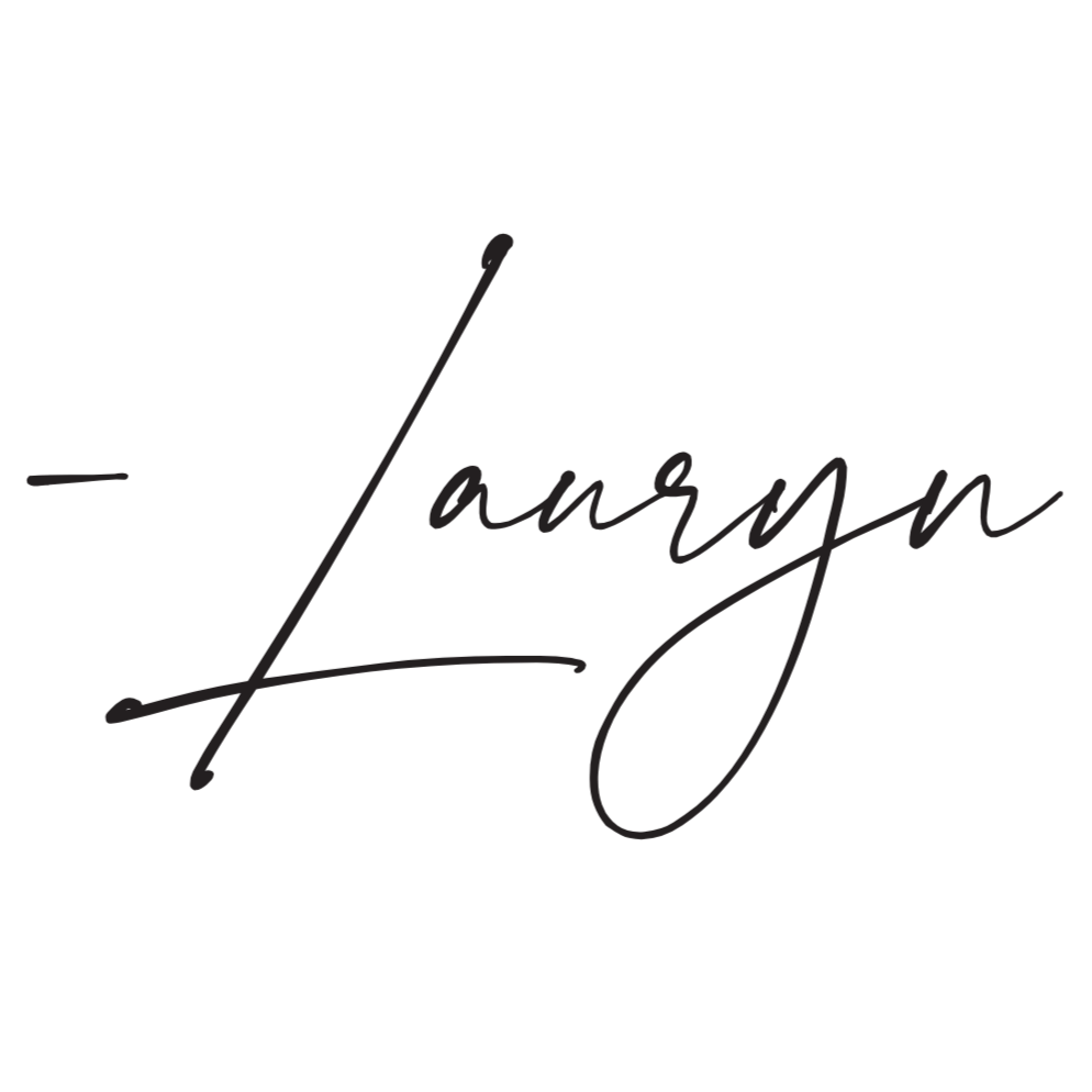 Signature-style text reading 'Lauren' over a black background.