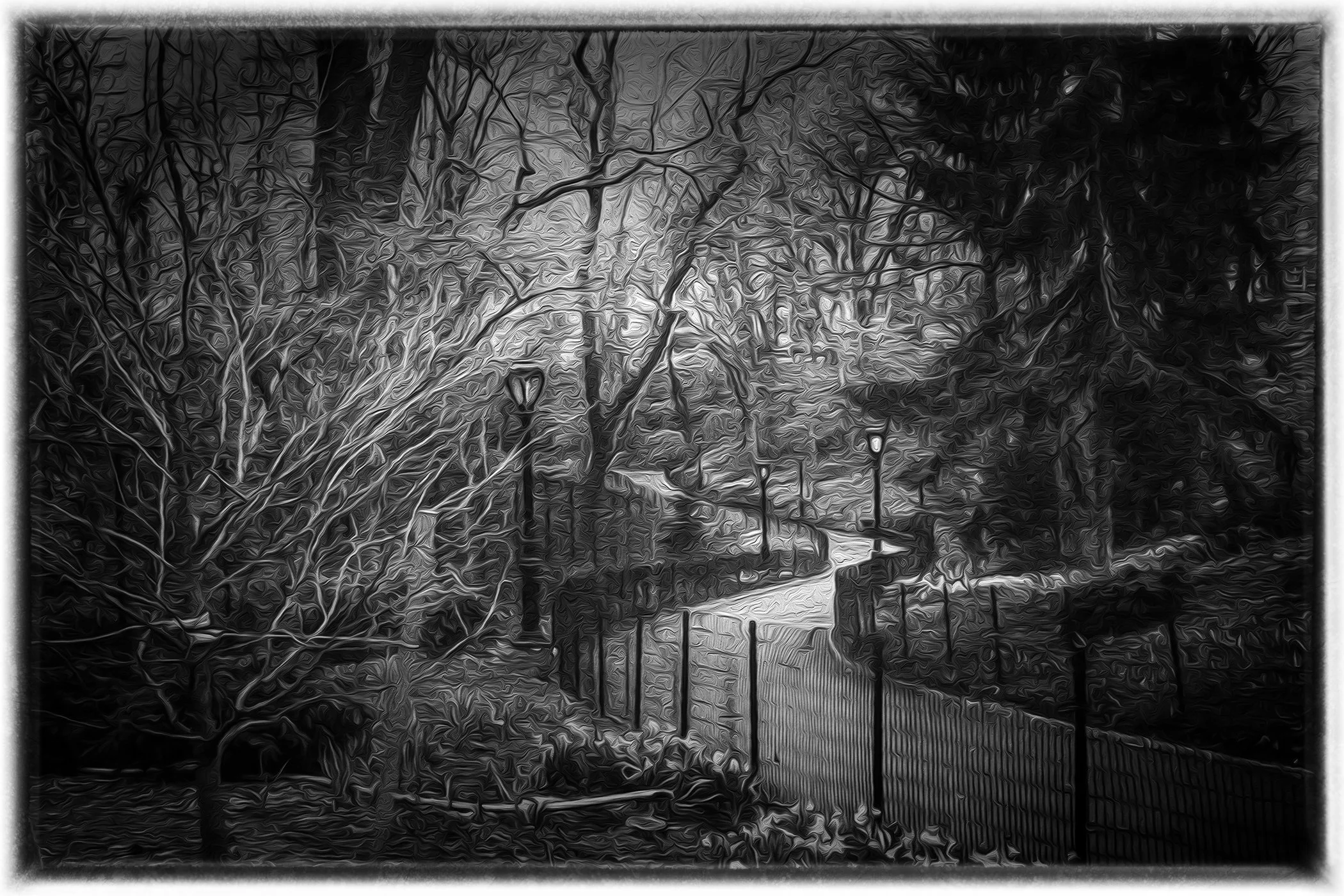 Captured on film in 2002 and later reimagined with subtle artistic touches, this image draws you inward, inviting you to pause, reflect, and wonder where it might lead. For some, it speaks of transition and change;
for others, of stillness and possib