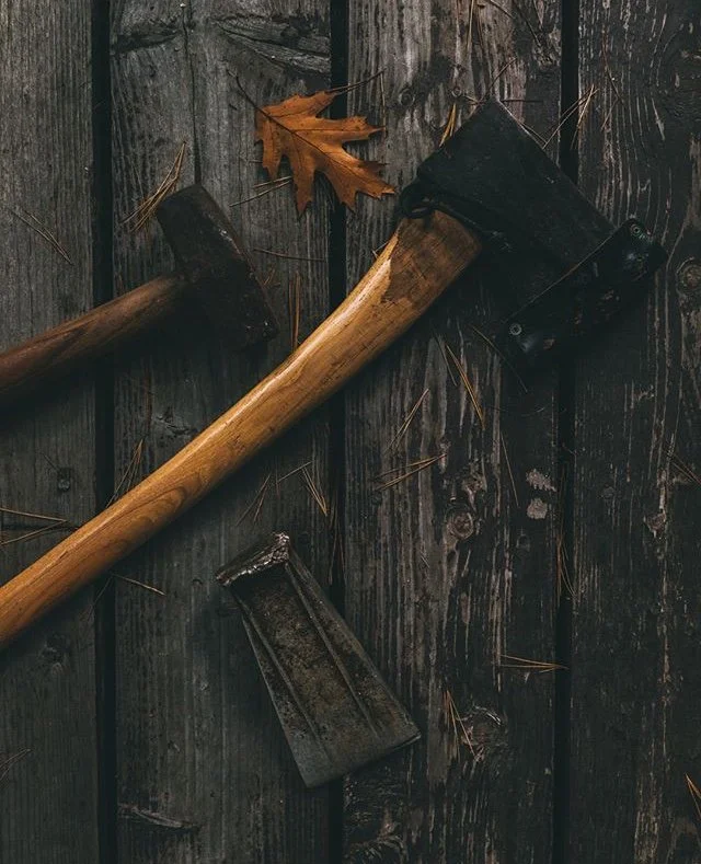 Worn hand tools on weathered wood. Photo by Pete Curialle