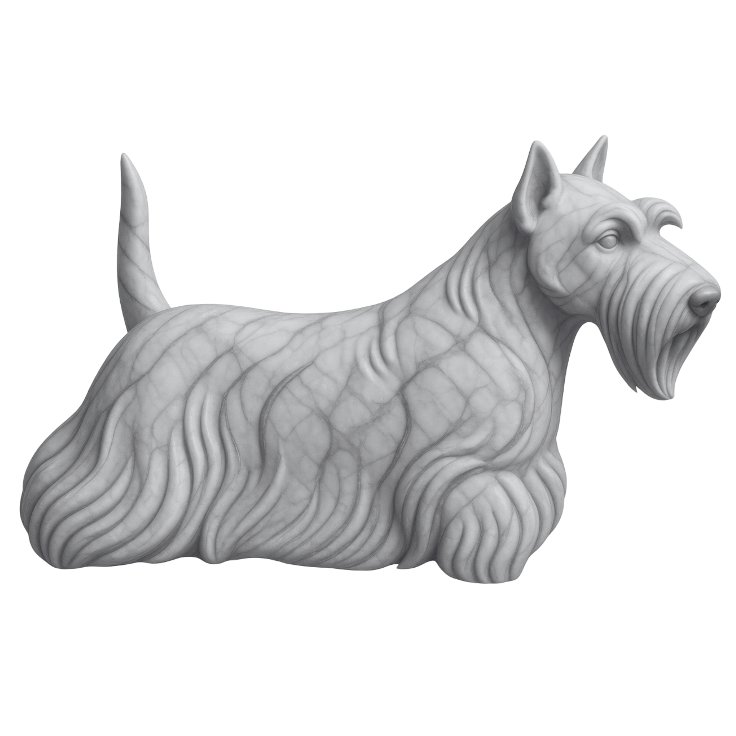 A marble sculpture of a horse's head with intricate details.