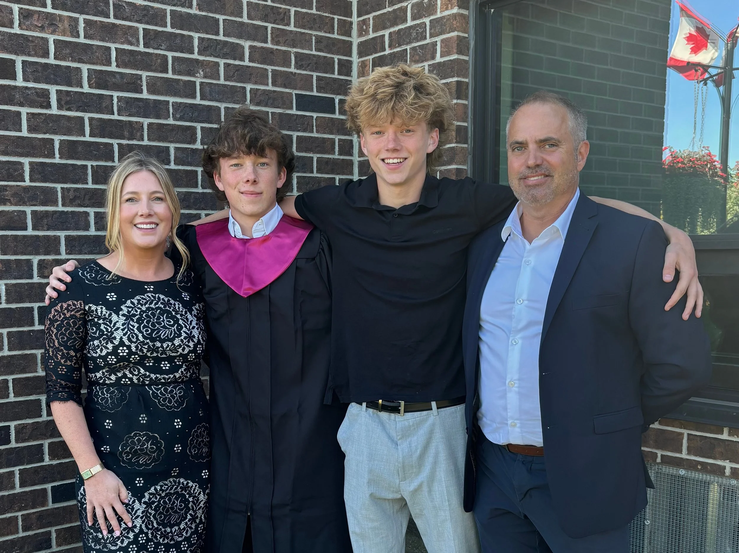 Catherine Brindley with her family at a graduation celebration.