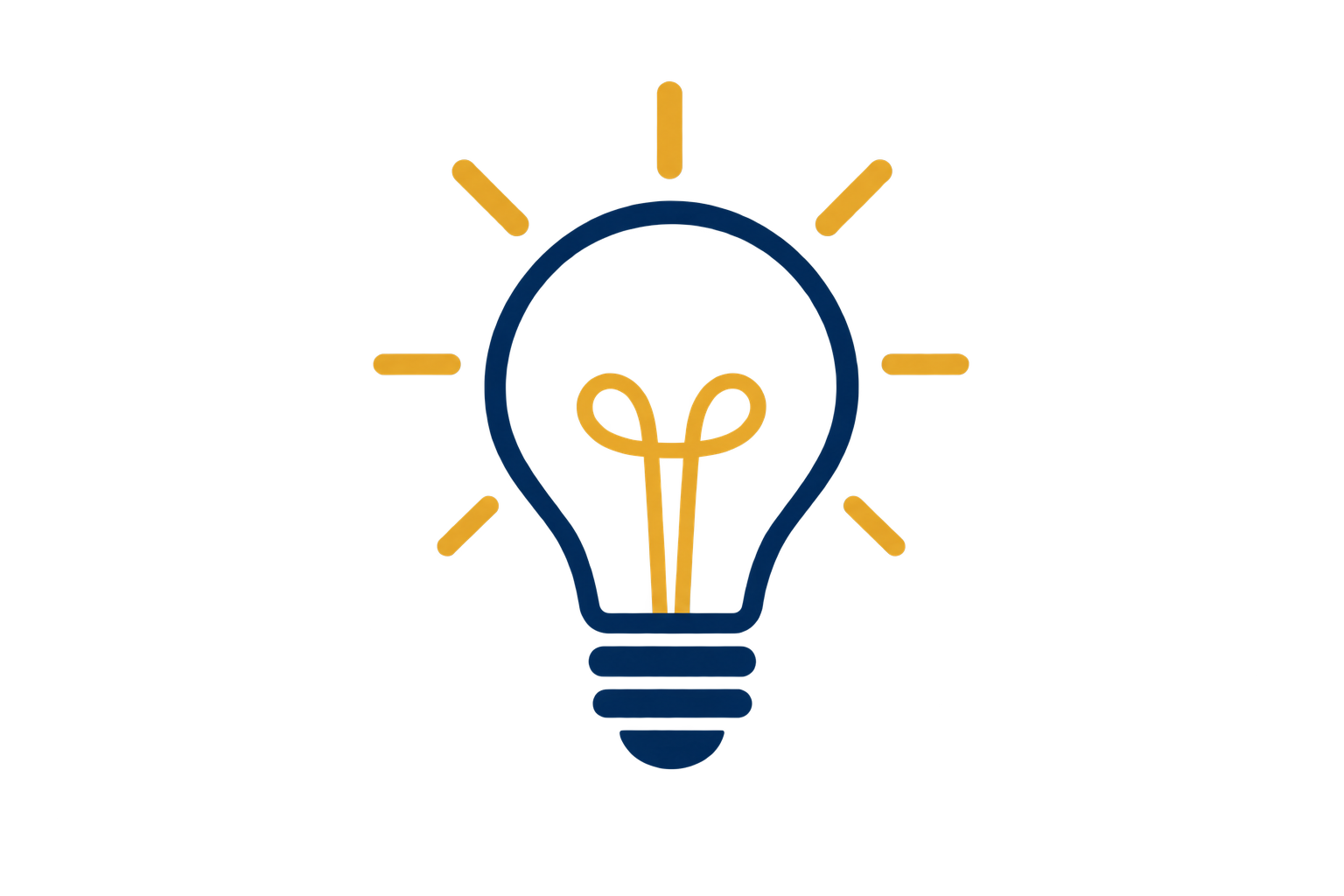 A graphic illustration of a light bulb with a dollar sign filament, encircled by light rays, and connected to gold and navy rectangular shapes, symbolizing ideas, innovation, and revenue.