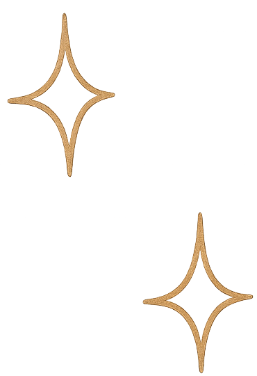 Two gold-colored star-shaped sparkles on a black background.