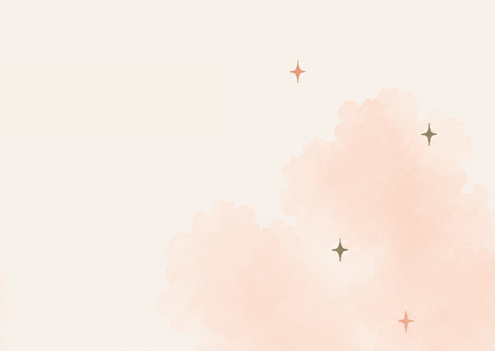 Soft pink clouds with four small star-shaped sparkles on a light background.